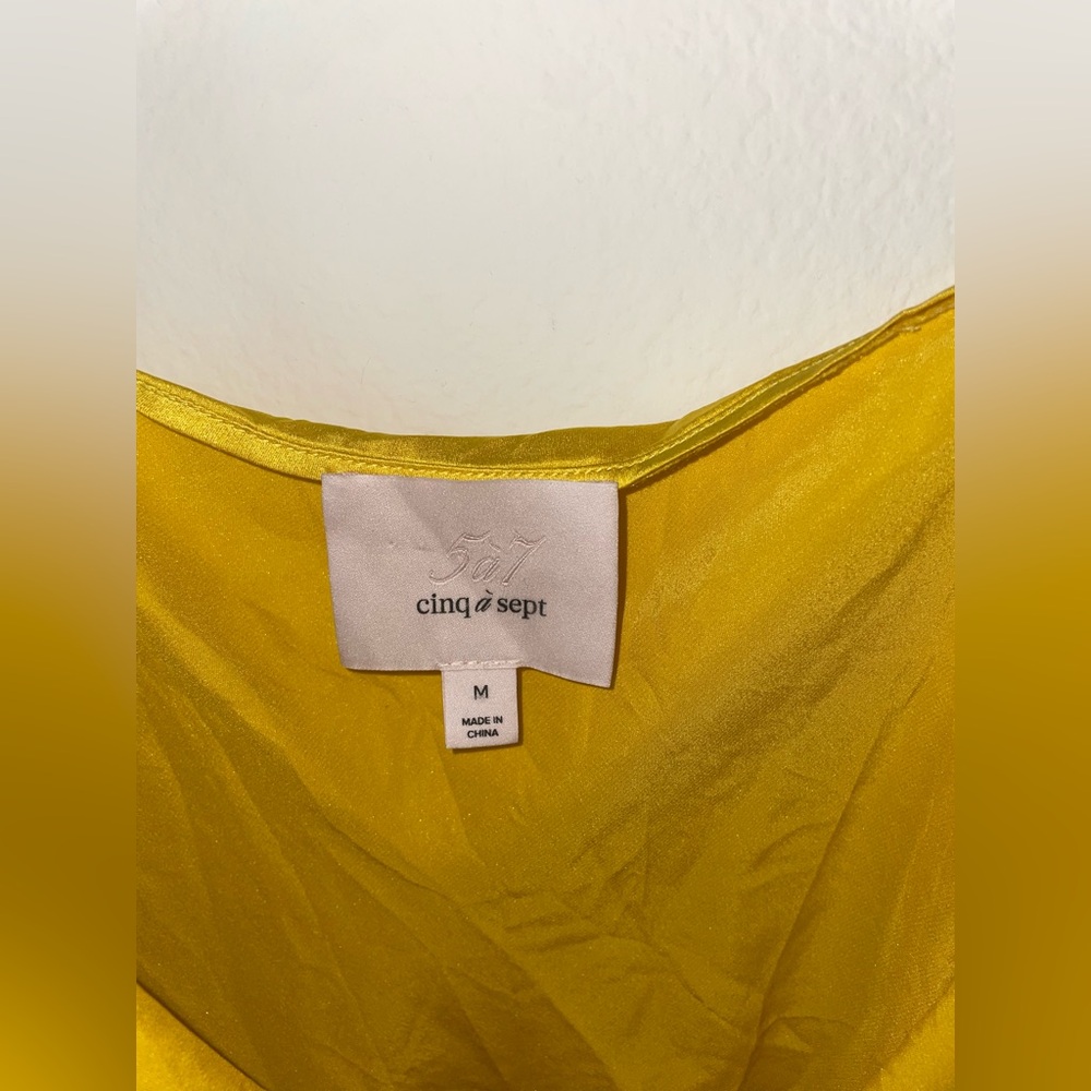 Cinq a sept yellow Marta silk cowlneck cami spaghetti strap tank top - Picture 4 of 5